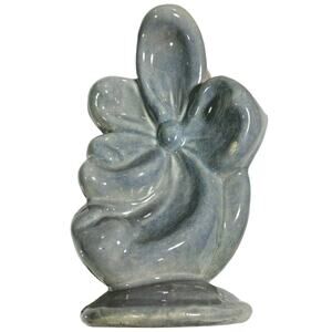 Gonder Art Pottery Vase Flower Design S-3 Blue Gray Outside Pink Inside